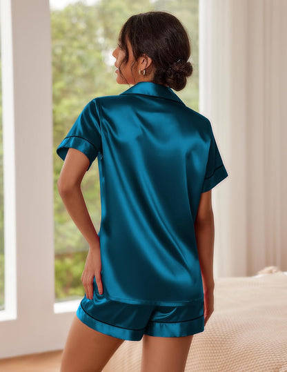 Pajamas for Women Set Silk Satin Pjs 2 Piece Button down Sleepwear