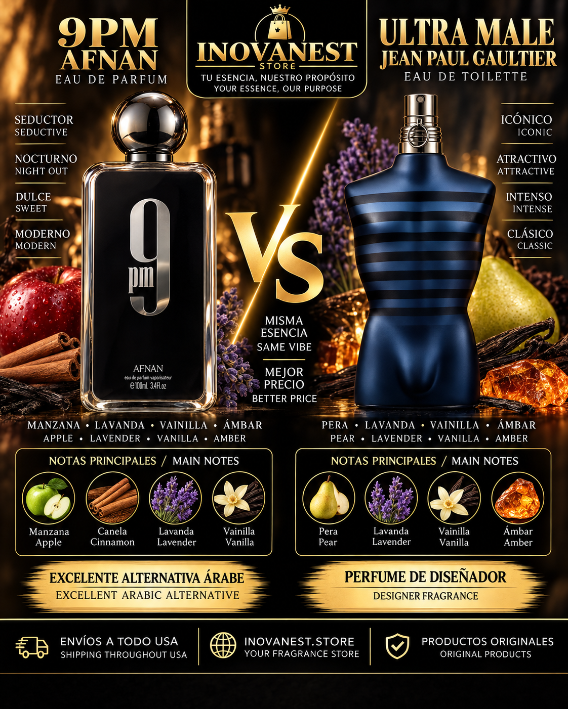 9pm Afna Eau de Parfum 100ml - Men's Fragance 100% ARABES